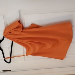 One-shoulder orange blouse